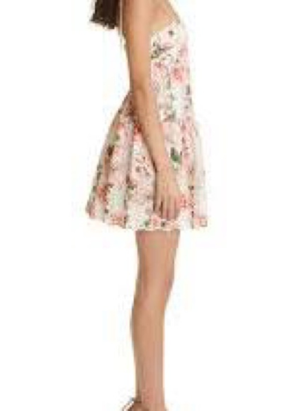 Alice + Olivia Cream Eyelet Sundress with Pink Rose Print - Picture 6 of 7